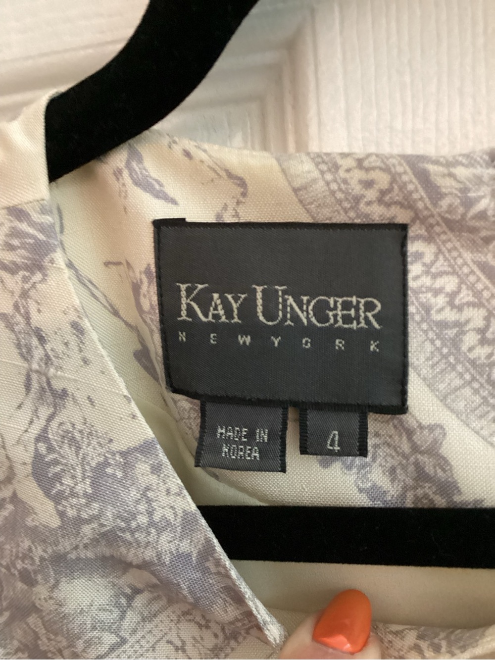 KAY UNGER Silk Short Sleeve Toile de Jouy Print Dress Size 4 - Picture 4 of 7